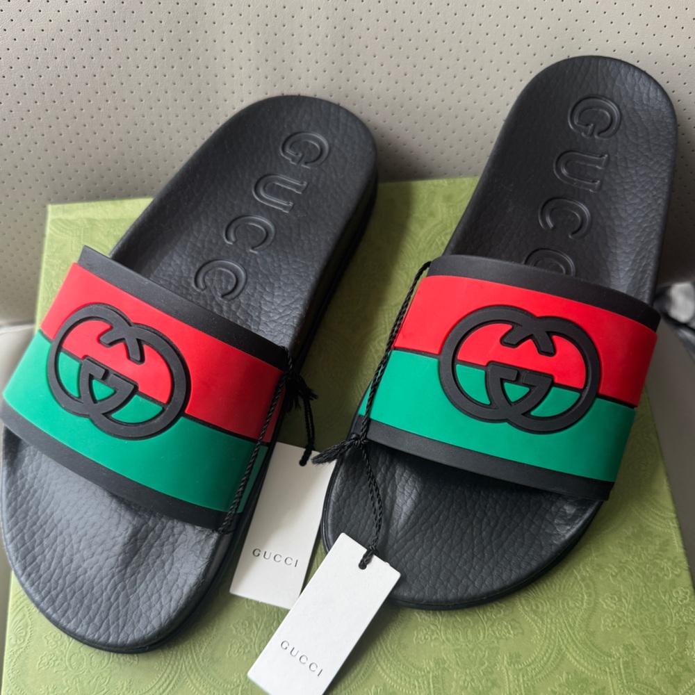Gucci Interlocking GG Men’s Slides Size 8 Brand New with tags
